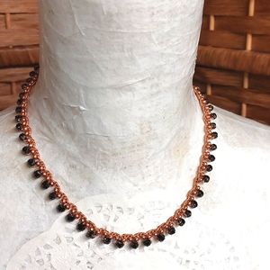 Boho Necklace, Bead Crochet, Black and Copper Color Handcrafted by Rust Belt R…